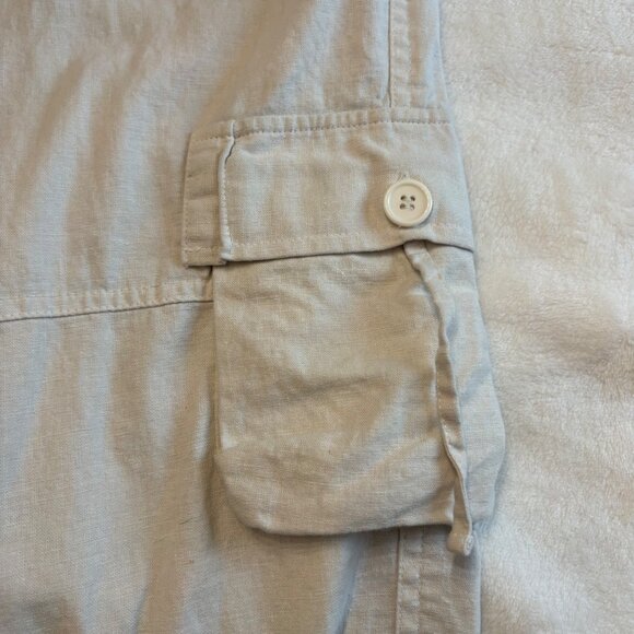 Urban Behavior Beige Linen-Cotton Cargo Pants Size M Relaxed Fit With Pockets - Picture 5 of 16